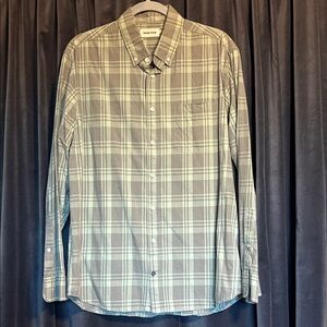 Taylor Stitch Gray & Green Plaid Casual Button-Down Shirt